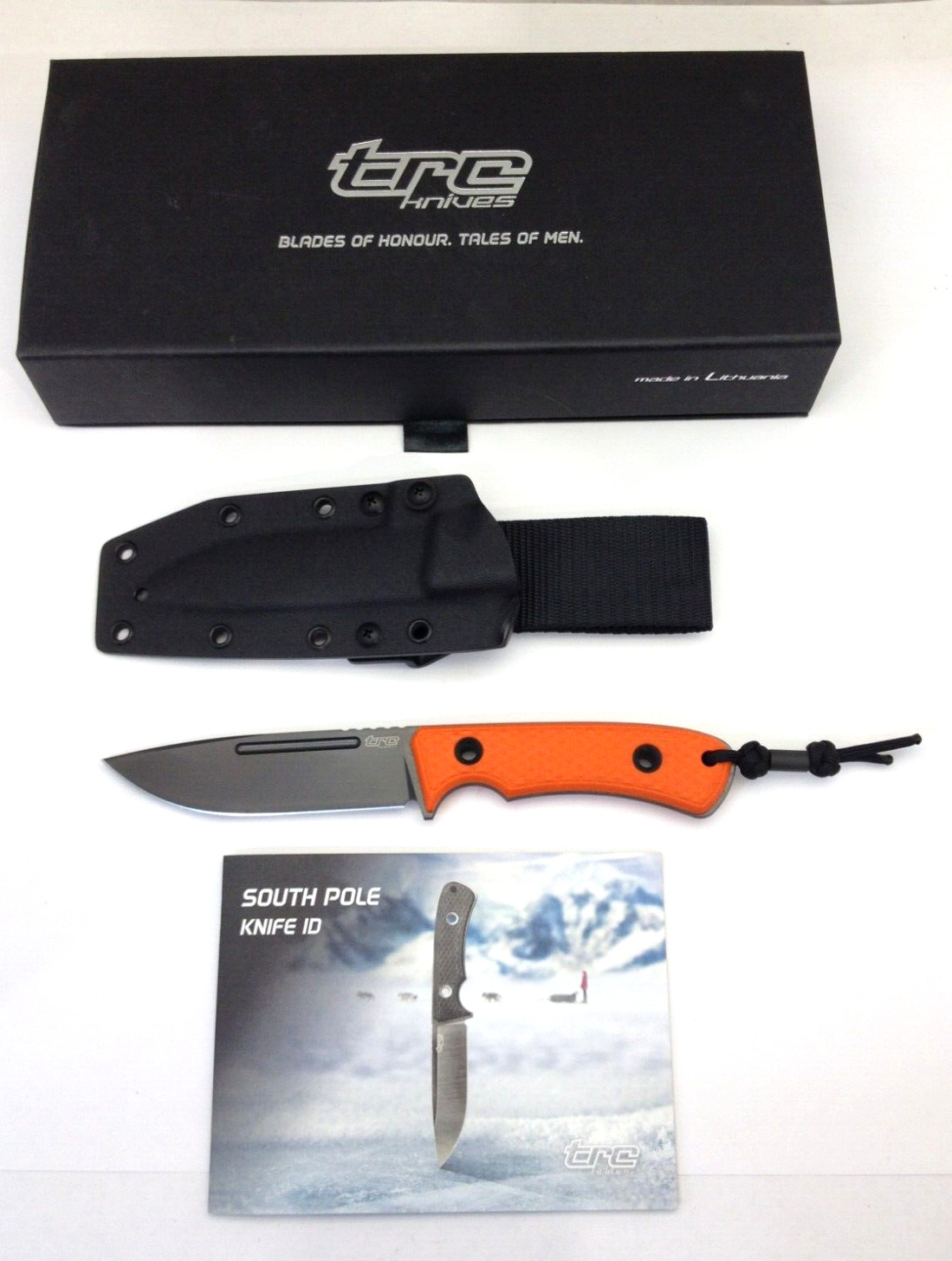 TRC Knives South Pole - Ltd Ed 193/250 Orange G10 - DLC V4E finish Kydex Sheath