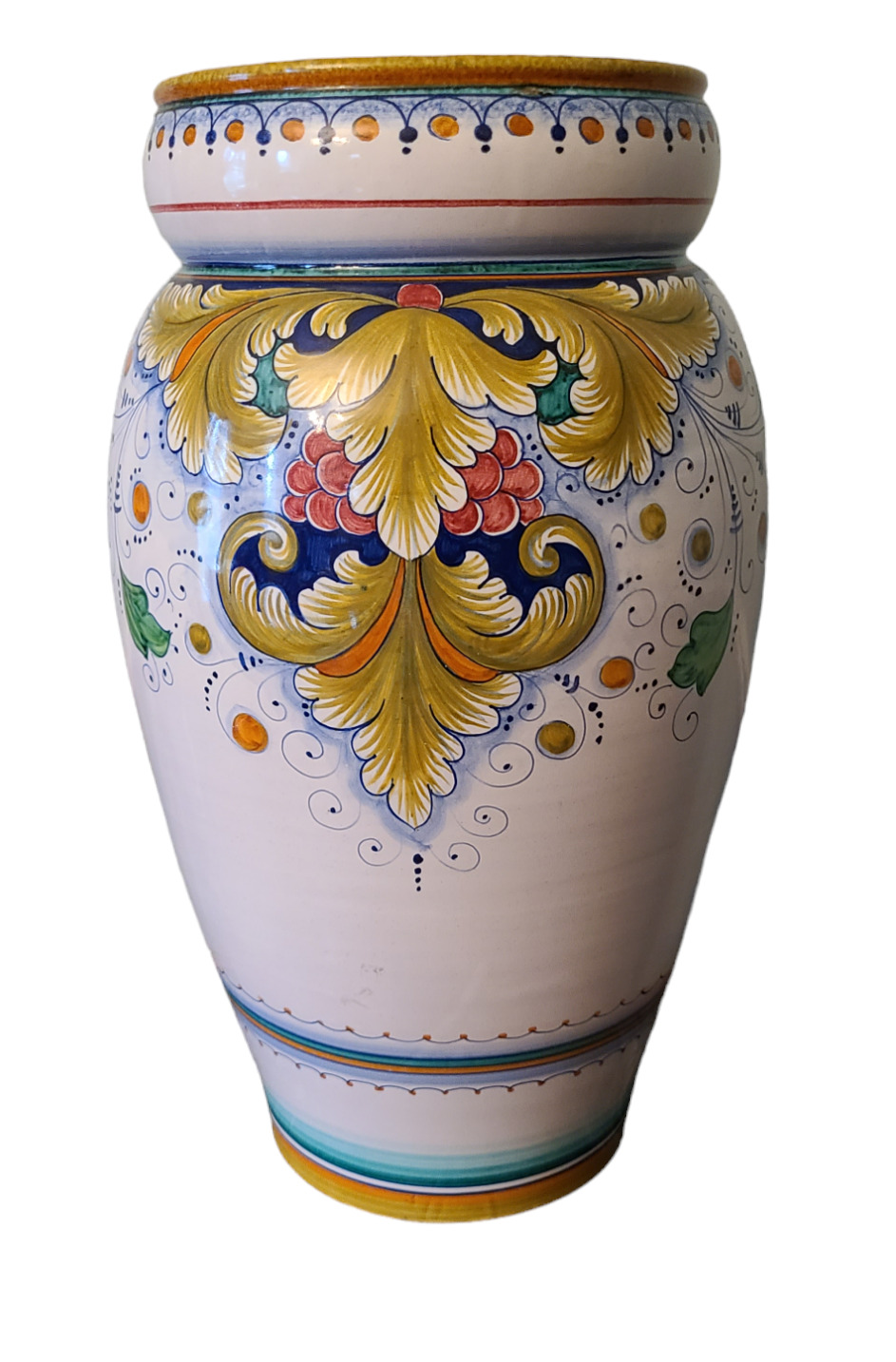 Vintage Monumental Size Gialletti Giulio -Deruta Italian Faience Floor Vase 20\'\'