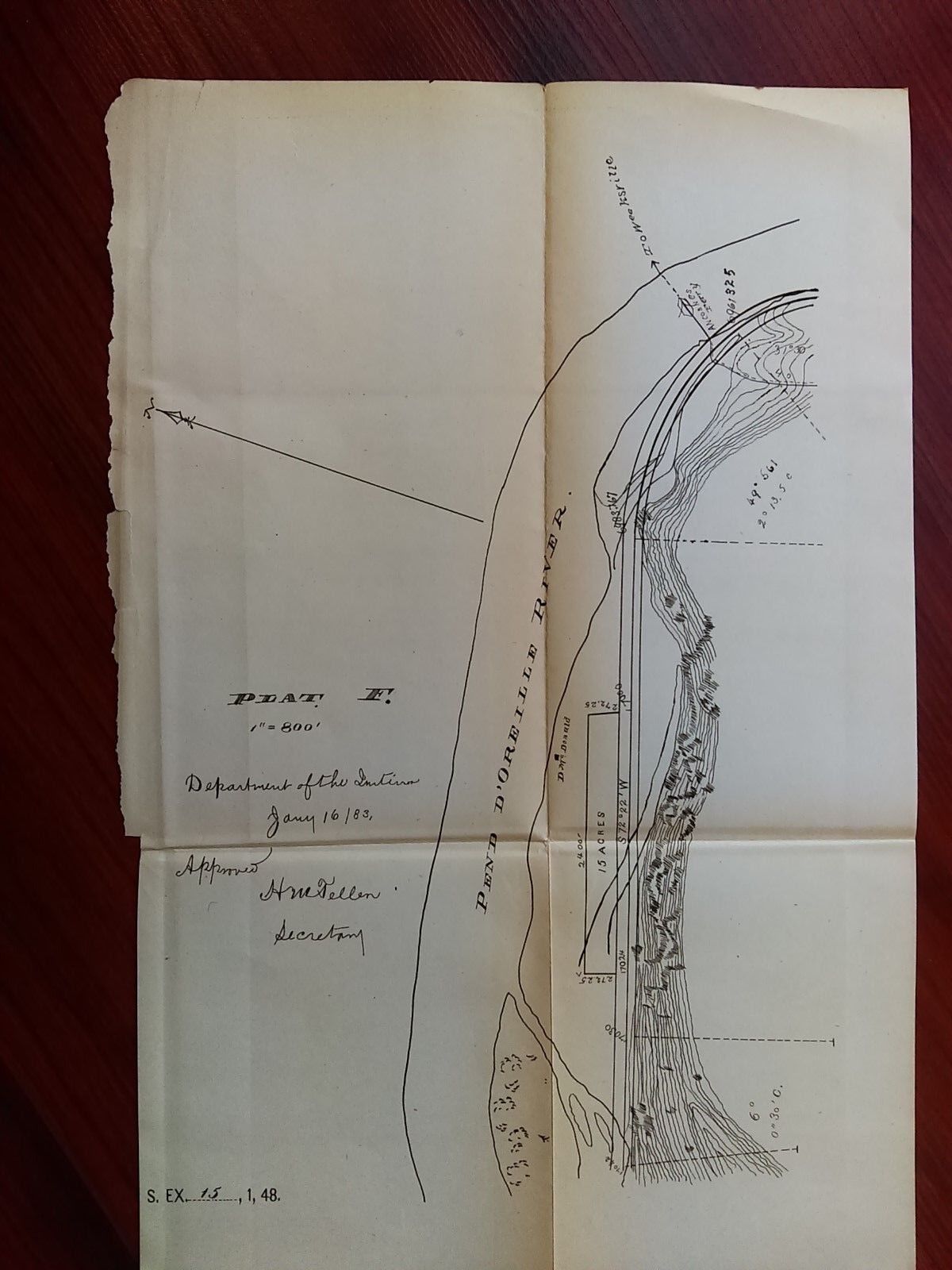 1883 Sketch Map Pend d'Oreille River 