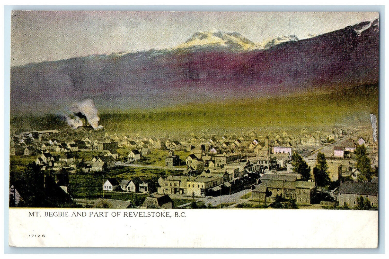 c1910 Mt. Begbie and Part of Revelstoke British Columbia Canada Postcard