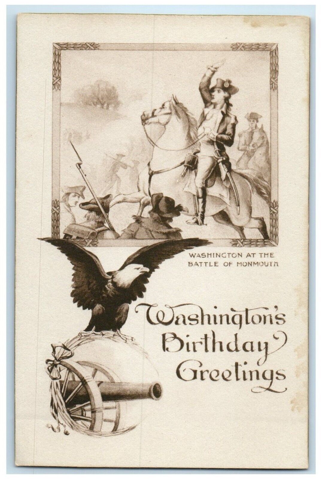 c1910\'s Washington\'s Birthday Greetings Gibson Cannon Gibson Antique Postcard