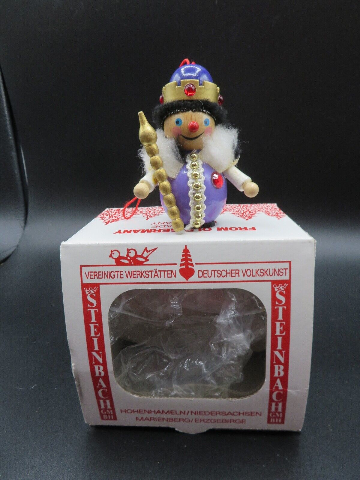 Steinbach 3 1/2” German Wood Christmas Ornament  King/Prince In Purple w/Box