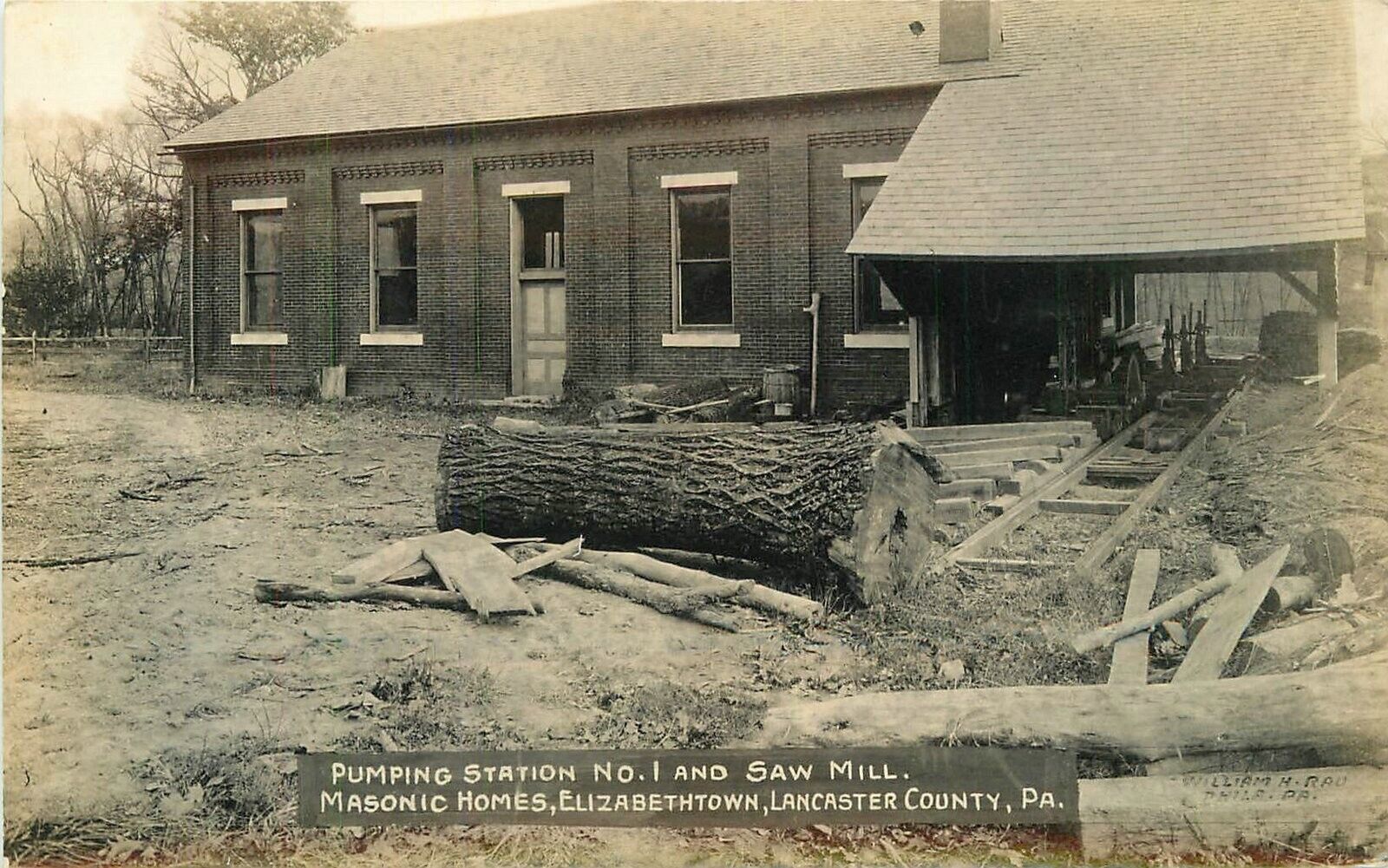 Postcard RPPC Photo Pennsylvania Lancaster Pumping Station Saw Mill 23-570