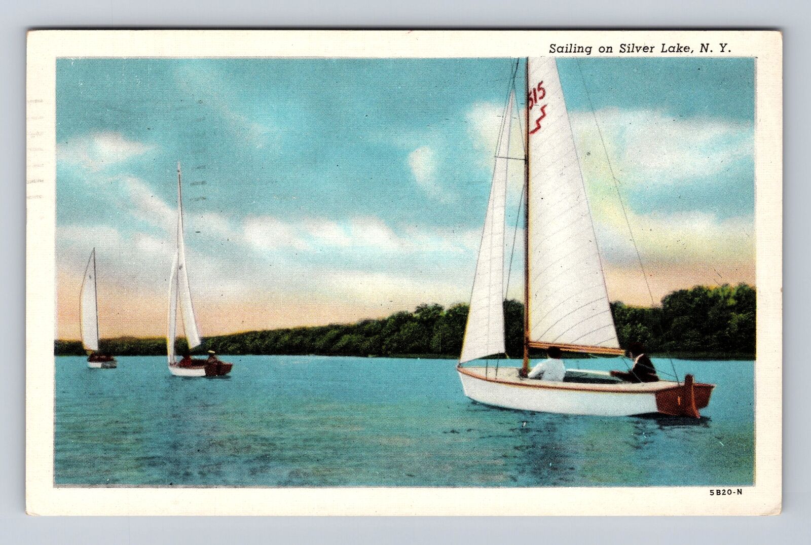 Silver Lake NY-New York, Sailing on Silver Lake, Antique Vintage Postcard