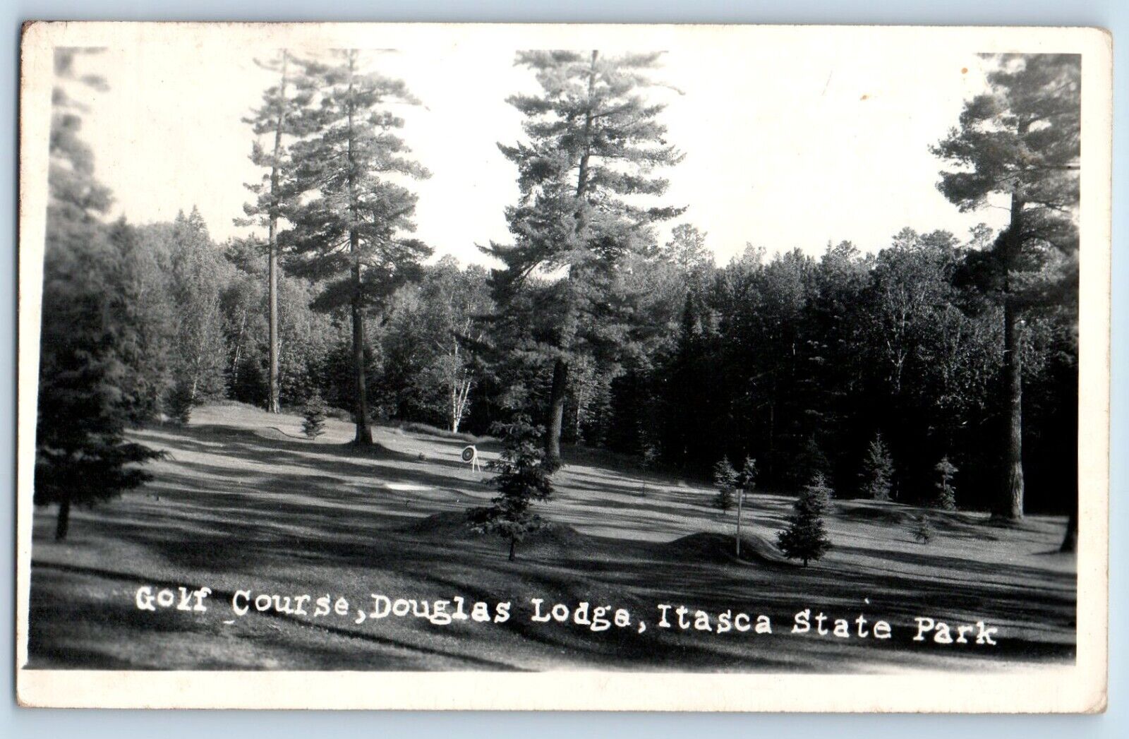 Itasca State Park MN Postcard RPPC Photo Golf Course Douglas Lodge c1950\'s