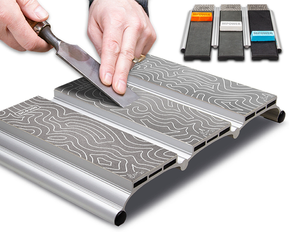 Triple Diamond Sharpening Stone Set - The Complete Kit - MPOWER SBS - 8x12 Inch