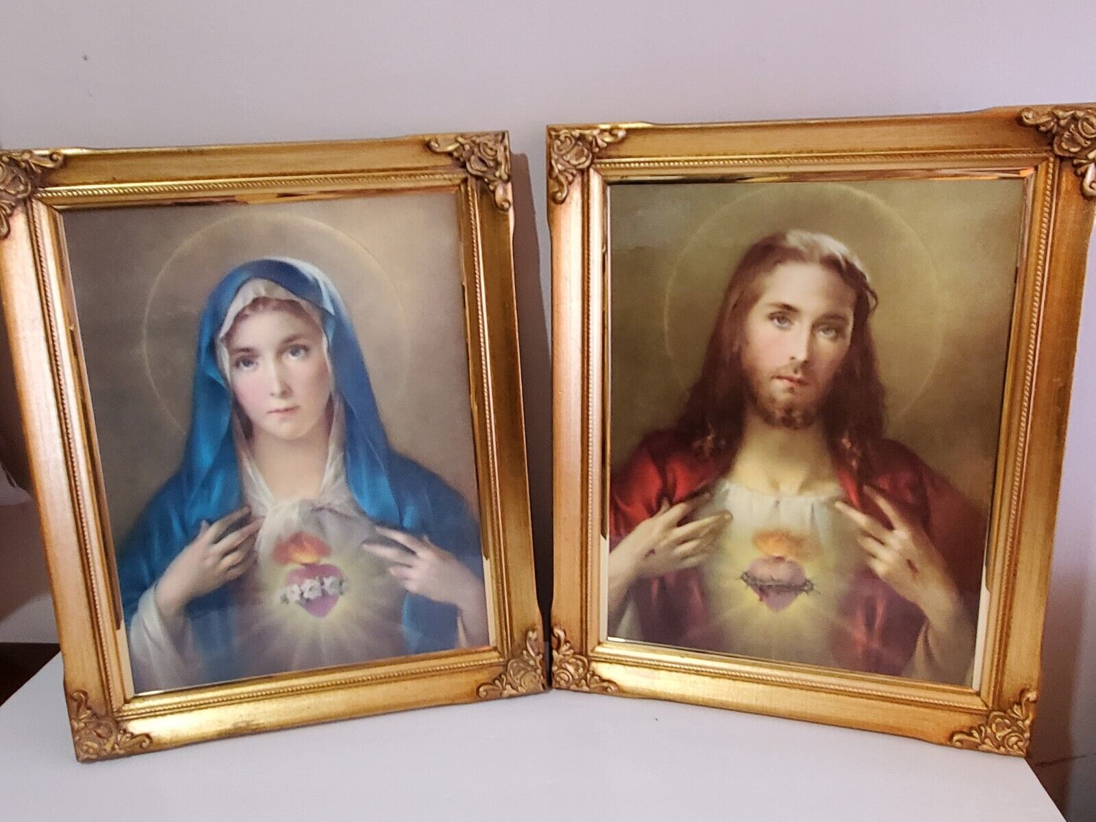 VTG Images of the Sacred Heart of Jesus and Immaculate Heart of Mary, GORGEOUS
