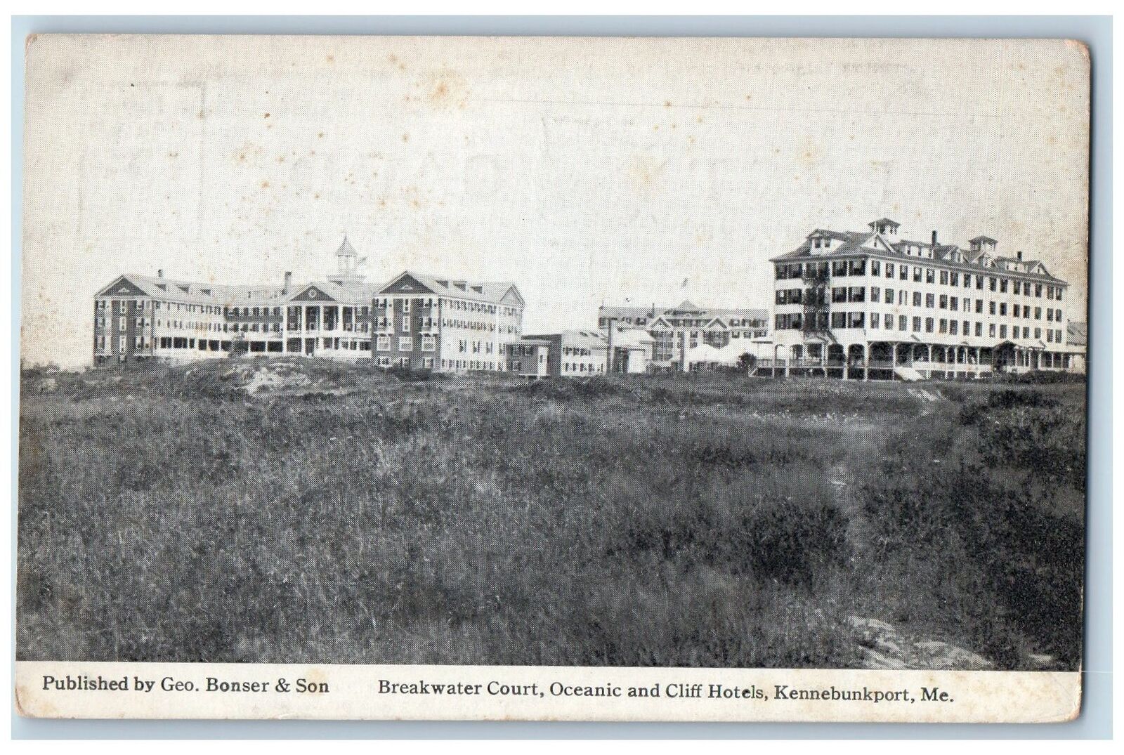 c1920's Breakwater Court & Cliff Hotels Building Kennebunkport Maine ME Postcard