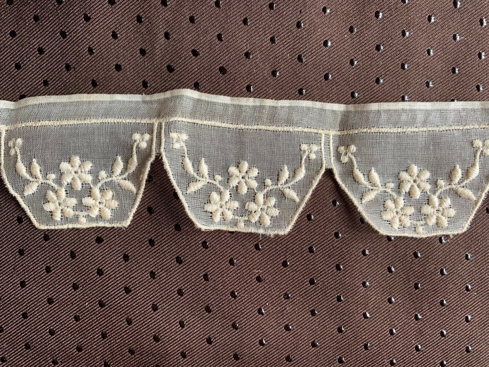 Beautiful Edwardian French Embroidered Trim 123cm by 4cm - Floral design