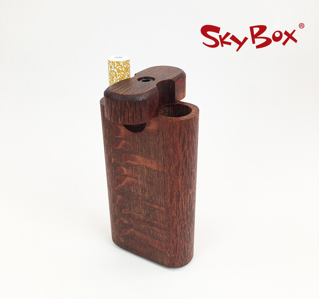 SkyBox® dugout -  LeopardWood w/ Small cigarette style Pipe - Portable Stash Box