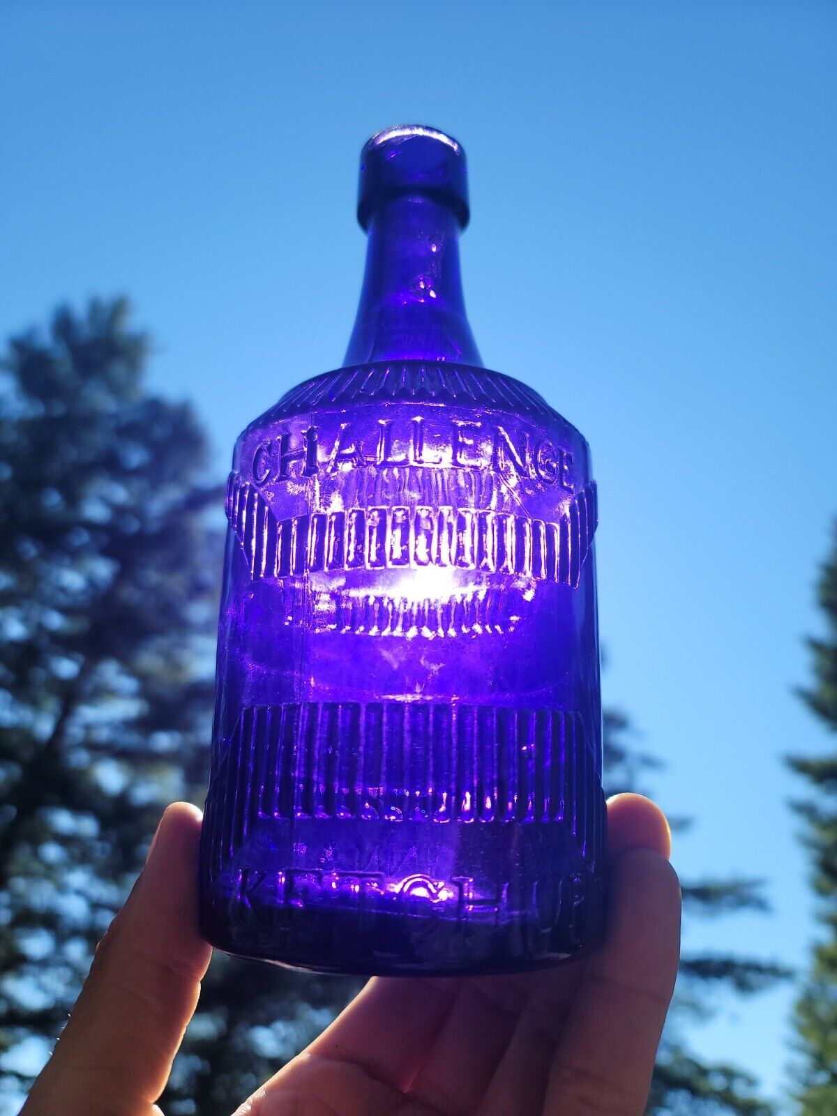1890\'s Scarce BARREL Shaped Ribbed Cincinnati Bottle☆Old Amethyst Ketchup Bottle