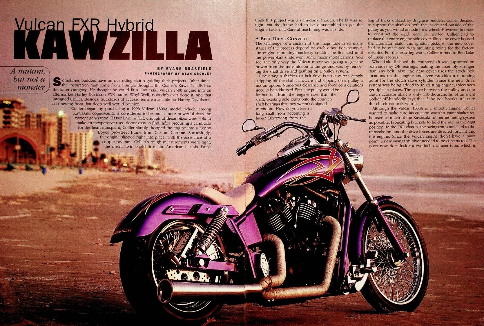 2001 Kawasaki Vulcan Harley FXR Kawzilla - 5-Page Vintage Motorcycle Article