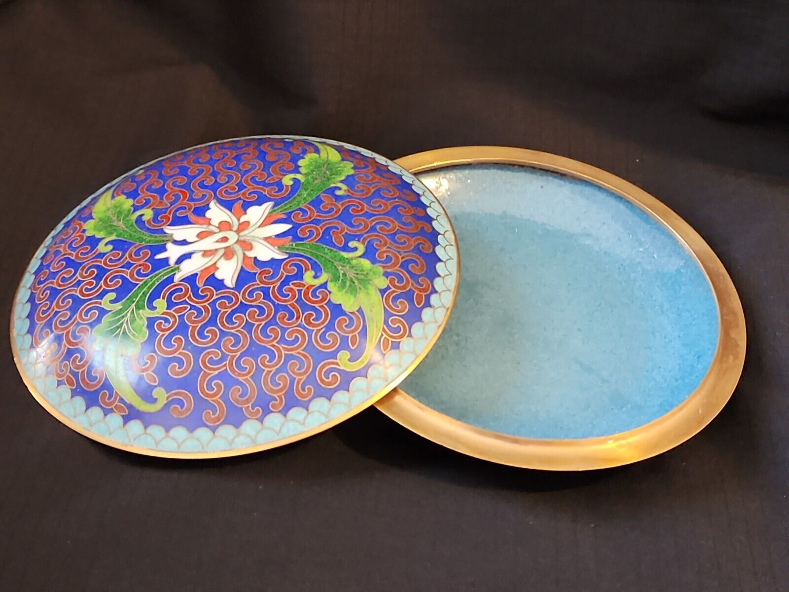vintage chinese cloisonne covered bowl trinket box 4\
