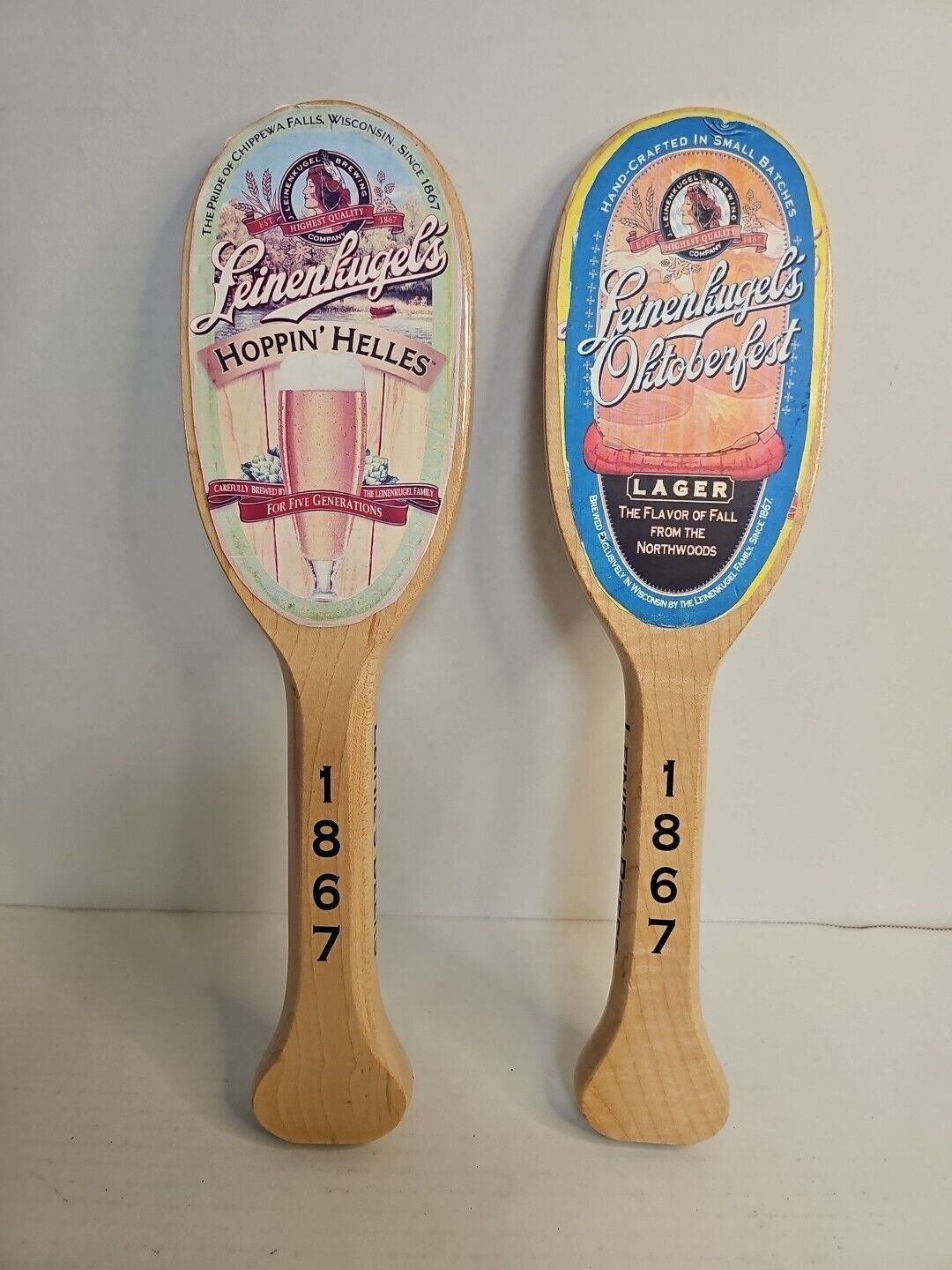 2 Leinenkugel's Draft Beer Tap Handle Canoe Paddle Oktoberfest Hoppin' Helles