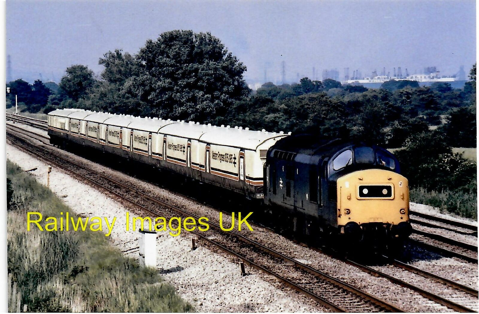 Railway Photo Class 37 -37208 BR Blue Dept Stock Peterstone c1985