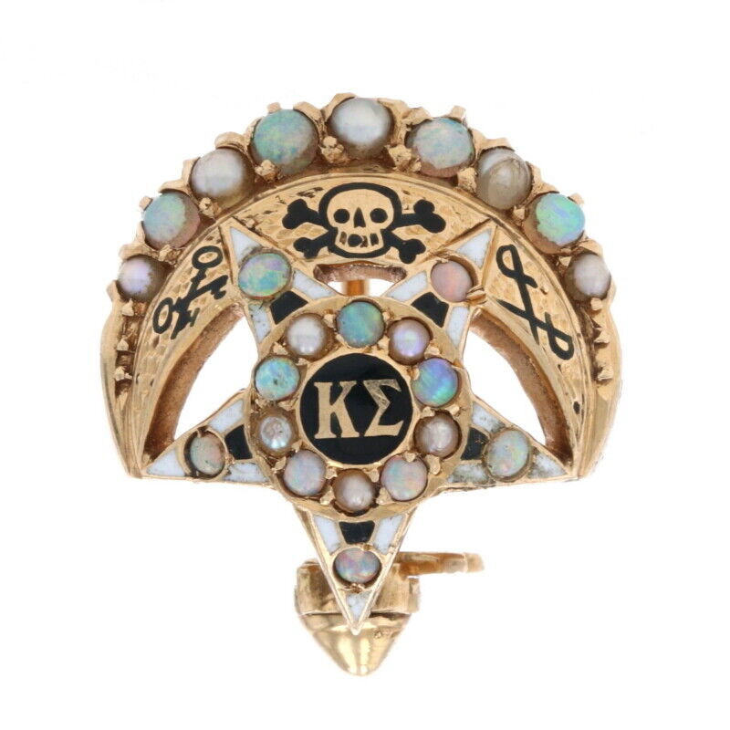Antique Kappa Sigma Badge - 14k Gold Opals Pearls 1905 Fraternity Greek Society