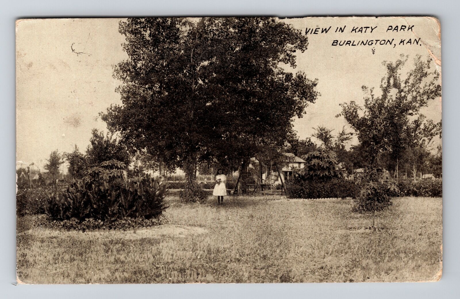 Burlington KS-Kansas, View In Katy Park, c1910 Vintage Souvenir Postcard