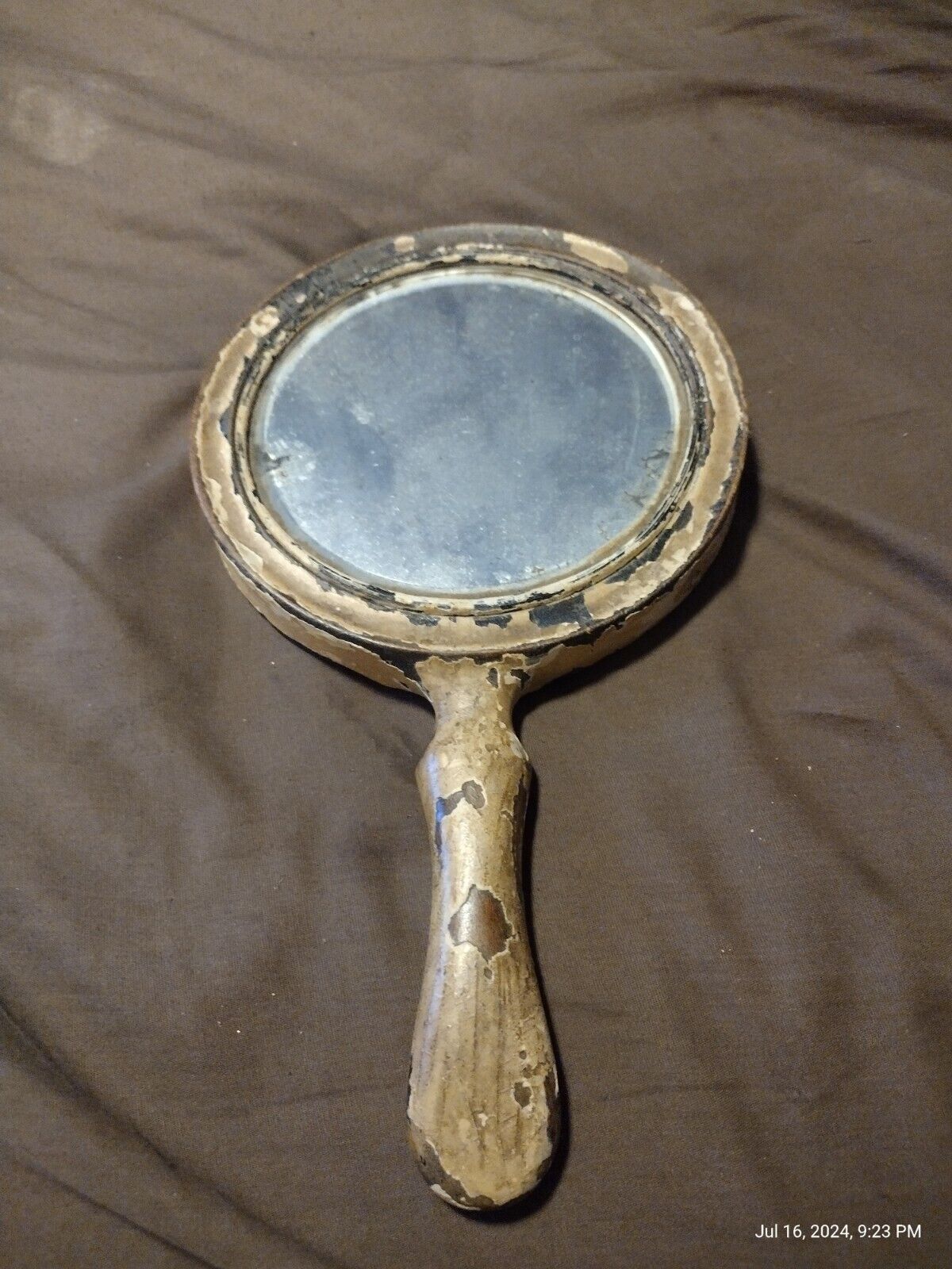 Antique Wood Hand Mirror