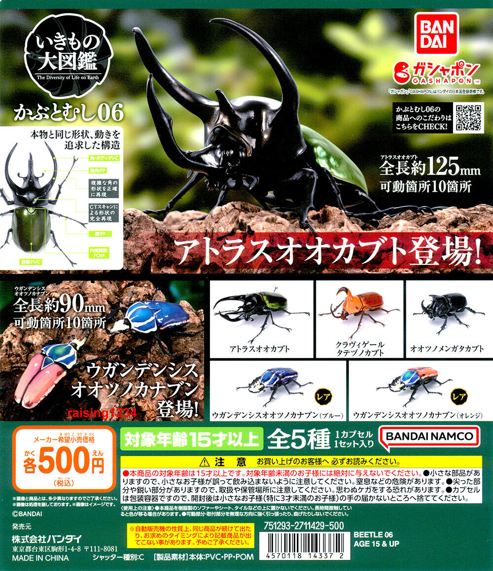 The Diversity of Life on Earth Beetle 6 Bandai Gashapon Toys set of 5