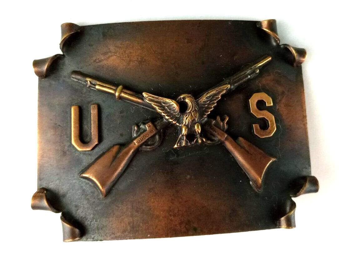 Original WWI WWII US Military Crossed Rifles Eagle Buckle Sweetheart Pin Brooch