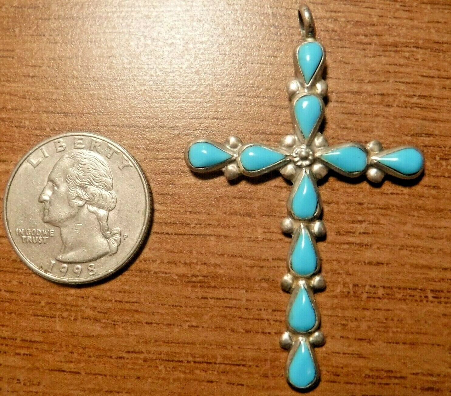 Beautiful Vintage Sterling Silver Christian Cross Pendant #11