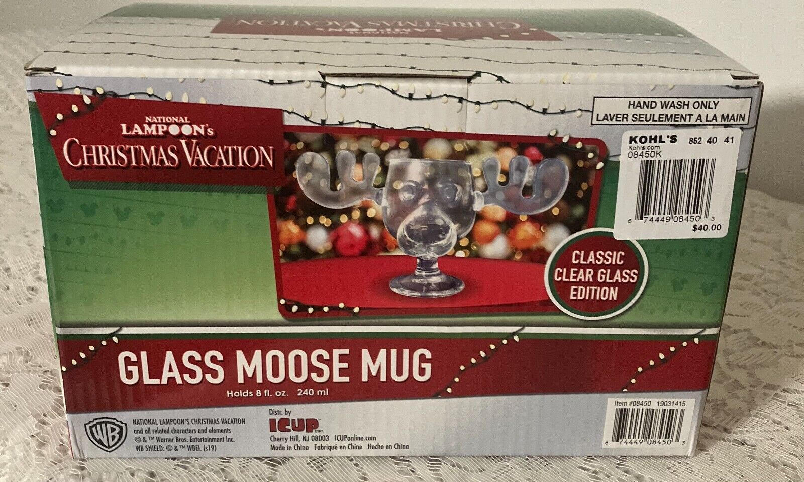 National Lampoons Christmas Vacation 8 oz. Moose Mug Classic Clear Glass Edition