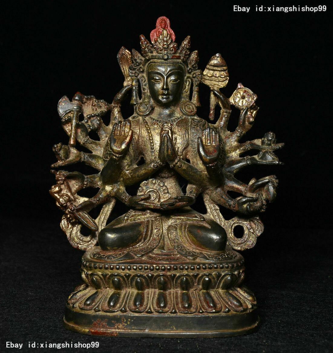 7 Old Tibet Buddhism Bronze Gilt 18 Hands Maha Cundi Mother Buddha Buddha Statue