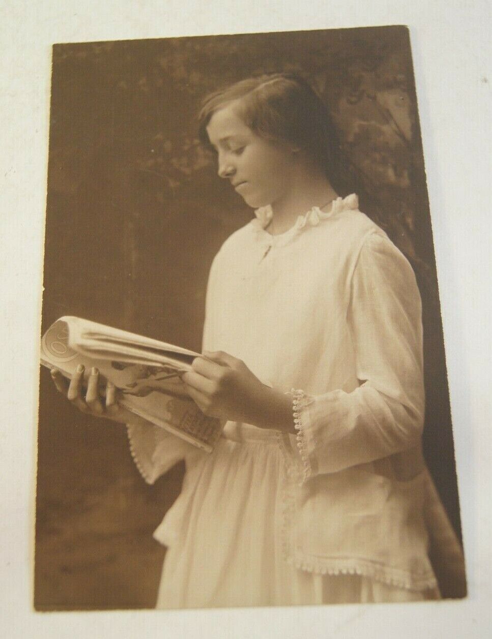 Women Girl Reading a Book Mildred Lyons Vintage Black & White Photo 3.75\