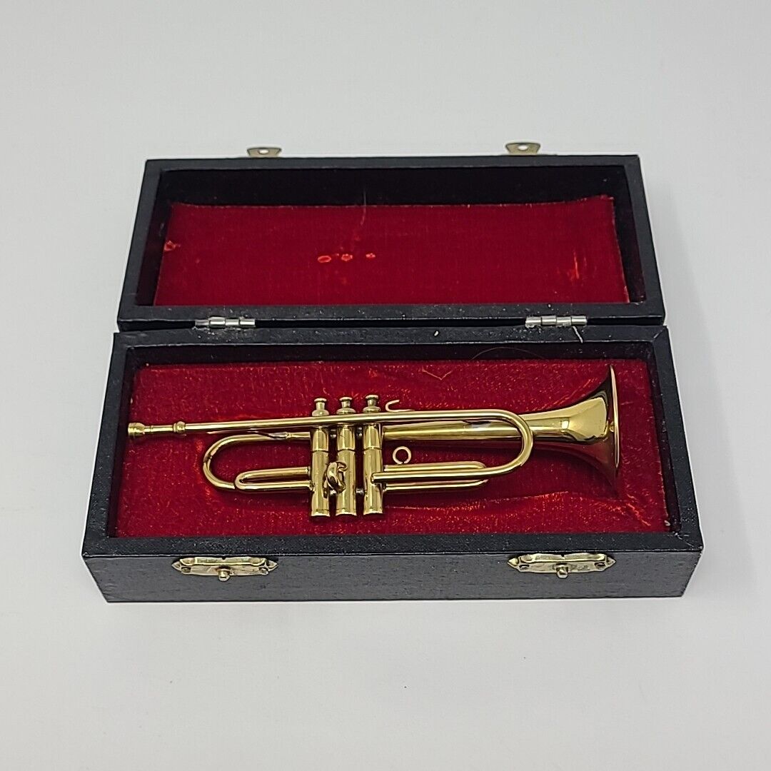 Miniature Trumpet In Red Velvet Black Case Instrument Mini Brass 5\