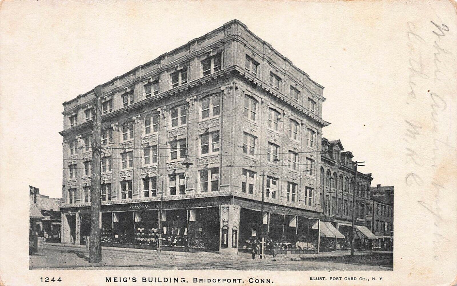 Meig's Building, Bridgeport, Connecticut, Very Early Postcard