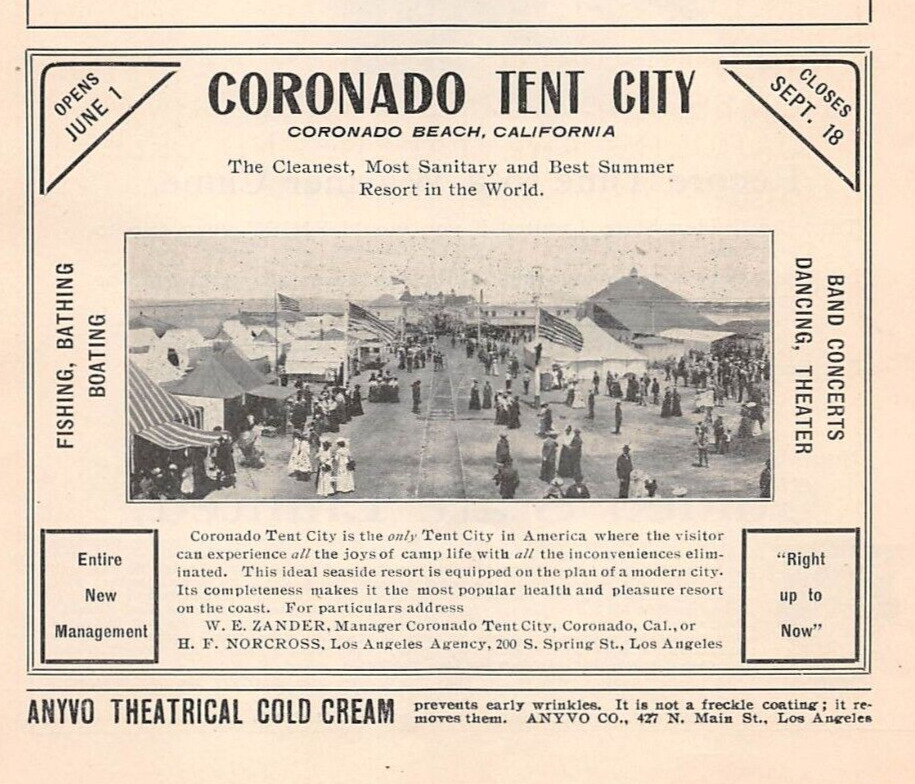 1904 ad CORONADO TENT CITY Coronado Beach CA 