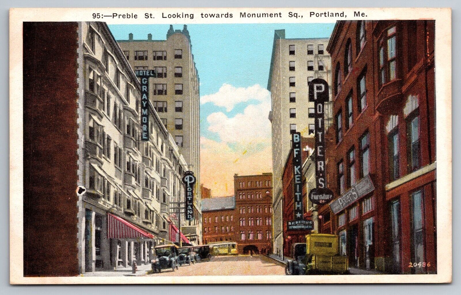 Preble Street Looking Towards Monument Square Portland Maine Vintage Postcard