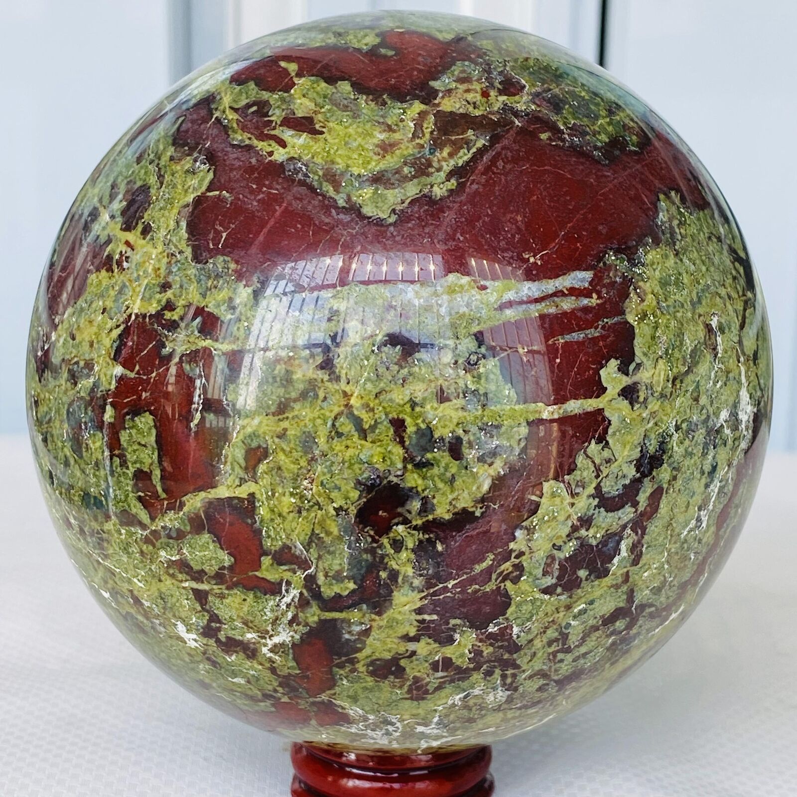 Natural dragon blood stone quartz sphere crystal ball reiki healing 2680G