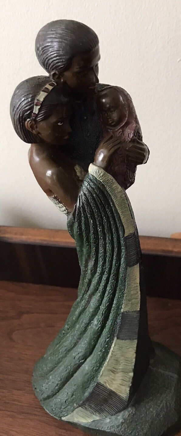 African American Family Statue Unique Design 12 Inches Tall Beautiful