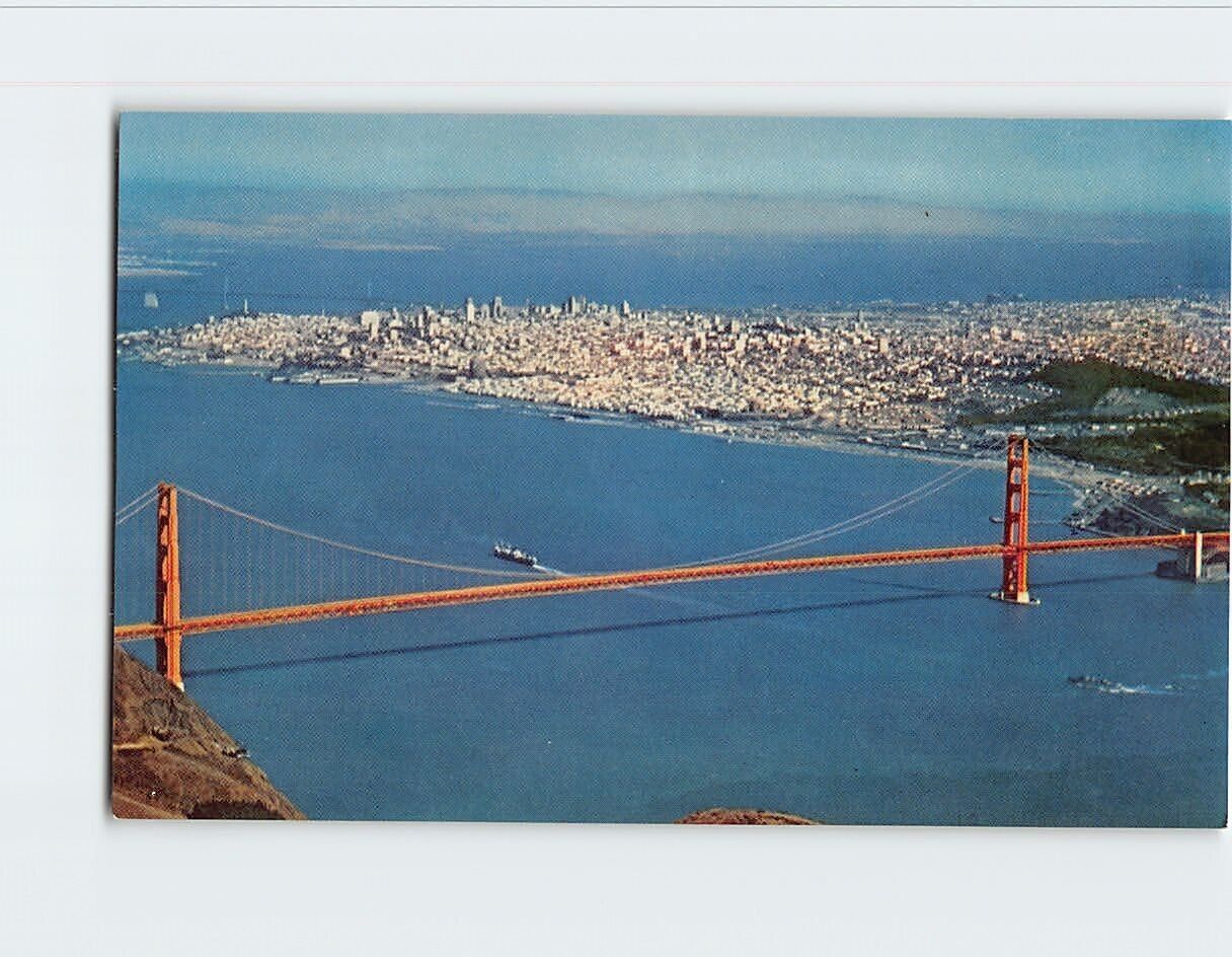Postcard Aerial View Golden Gate Bridge San Francisco California USA
