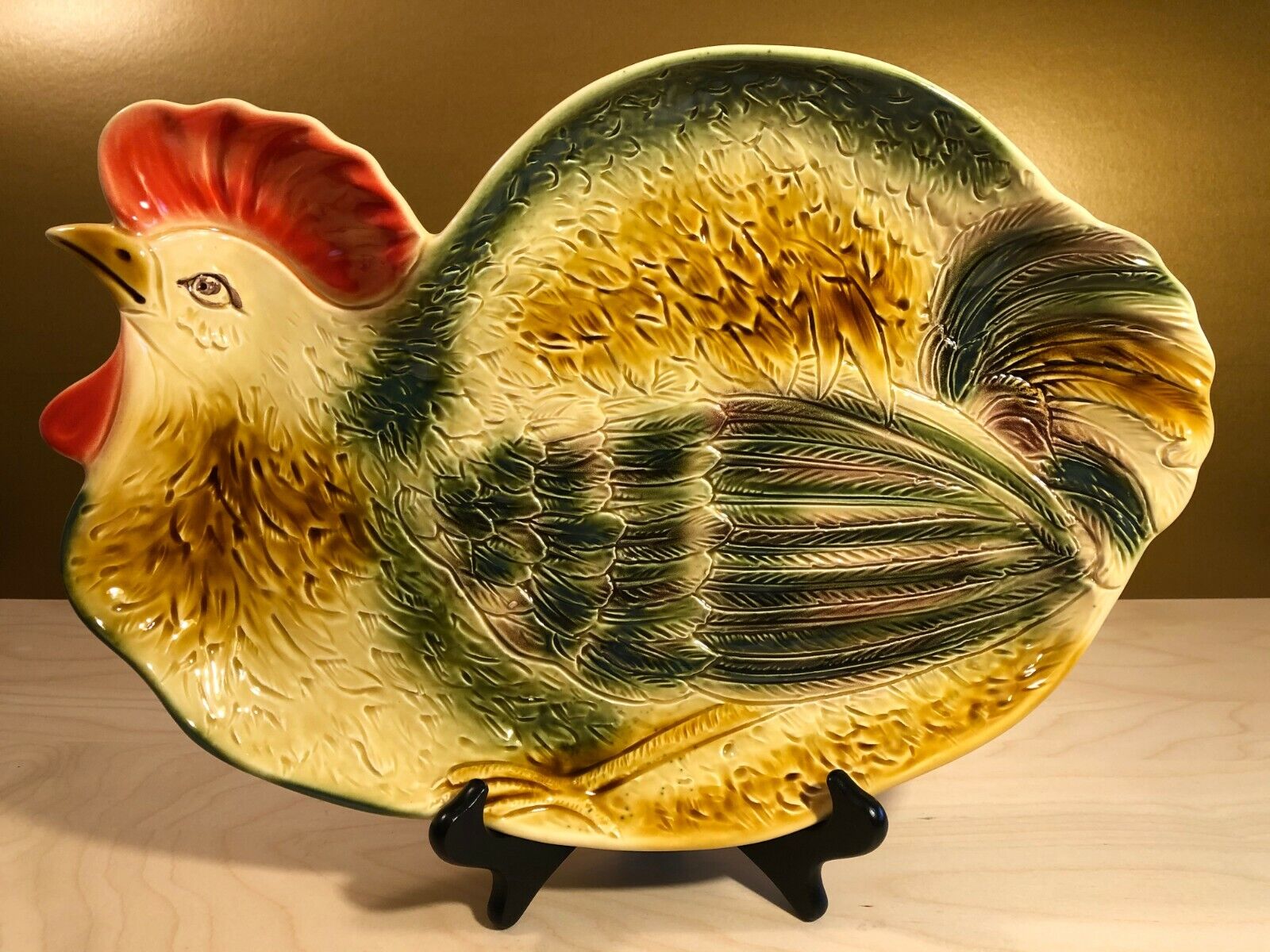 Vintage ANCORA Italian Pottery Hand Painted Chicken Hen Plate Platter ~ MINT
