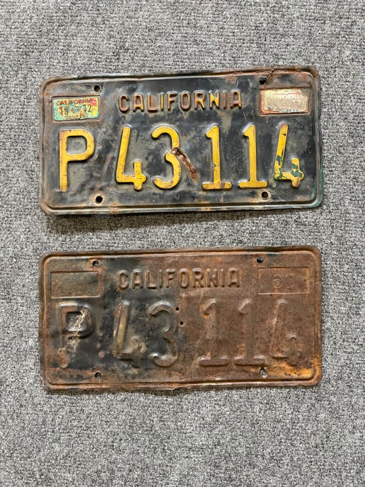 Original Pair 1963 California Truck License Plates YOM DMV CLEAR