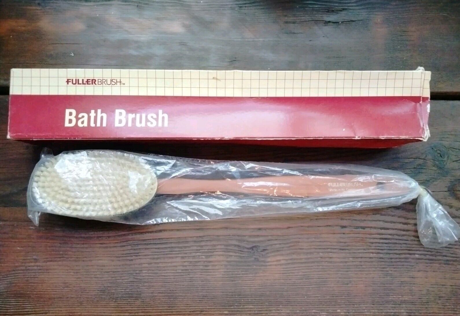 New, Vintage Fuller Brush Bath Brush Wood Handle Natural Bristles