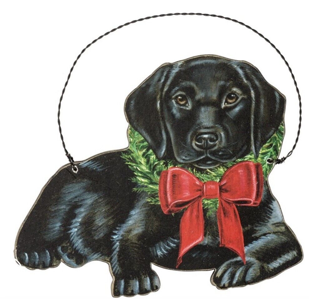 New Primitives By Kathy Black Lab Dog Christmas Ornament 5”