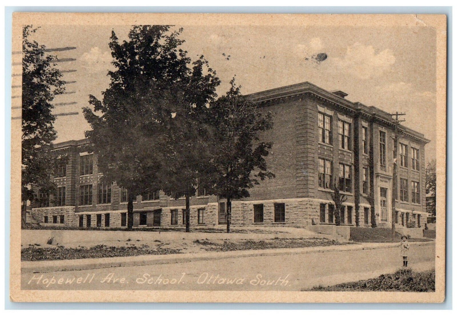 1922 Scene at Hopewell Ave. School Ottawa South Ontario Canada Postcard