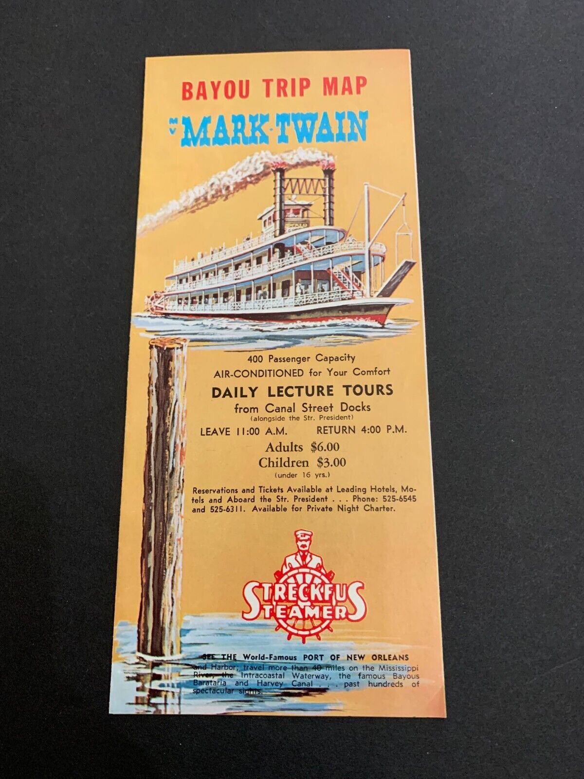 1970\'s Mark Twain Bayou Trip Map Brochure New Orleans Louisiana