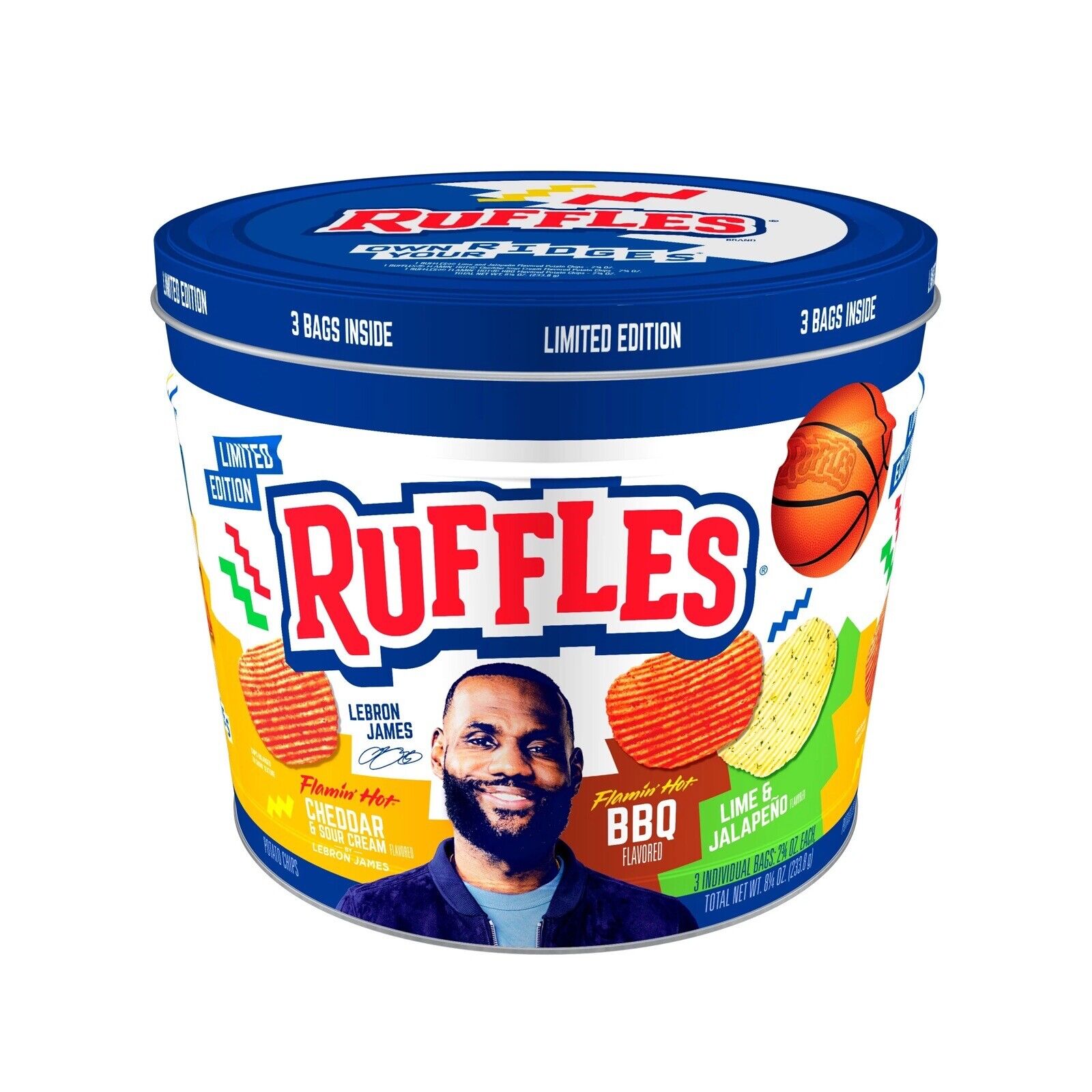 NEW Collectible Lebron James Ruffles Potato Chip Tin 3 Bags Limited Edition