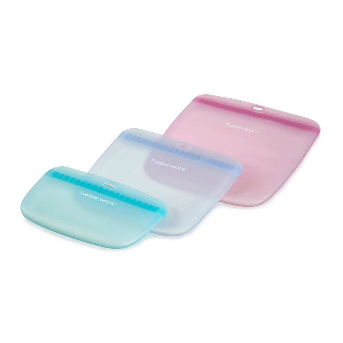 Tupperware The Ultimate Silicone Slim Bag Freezer Oven Microwave Safe Set 3 New