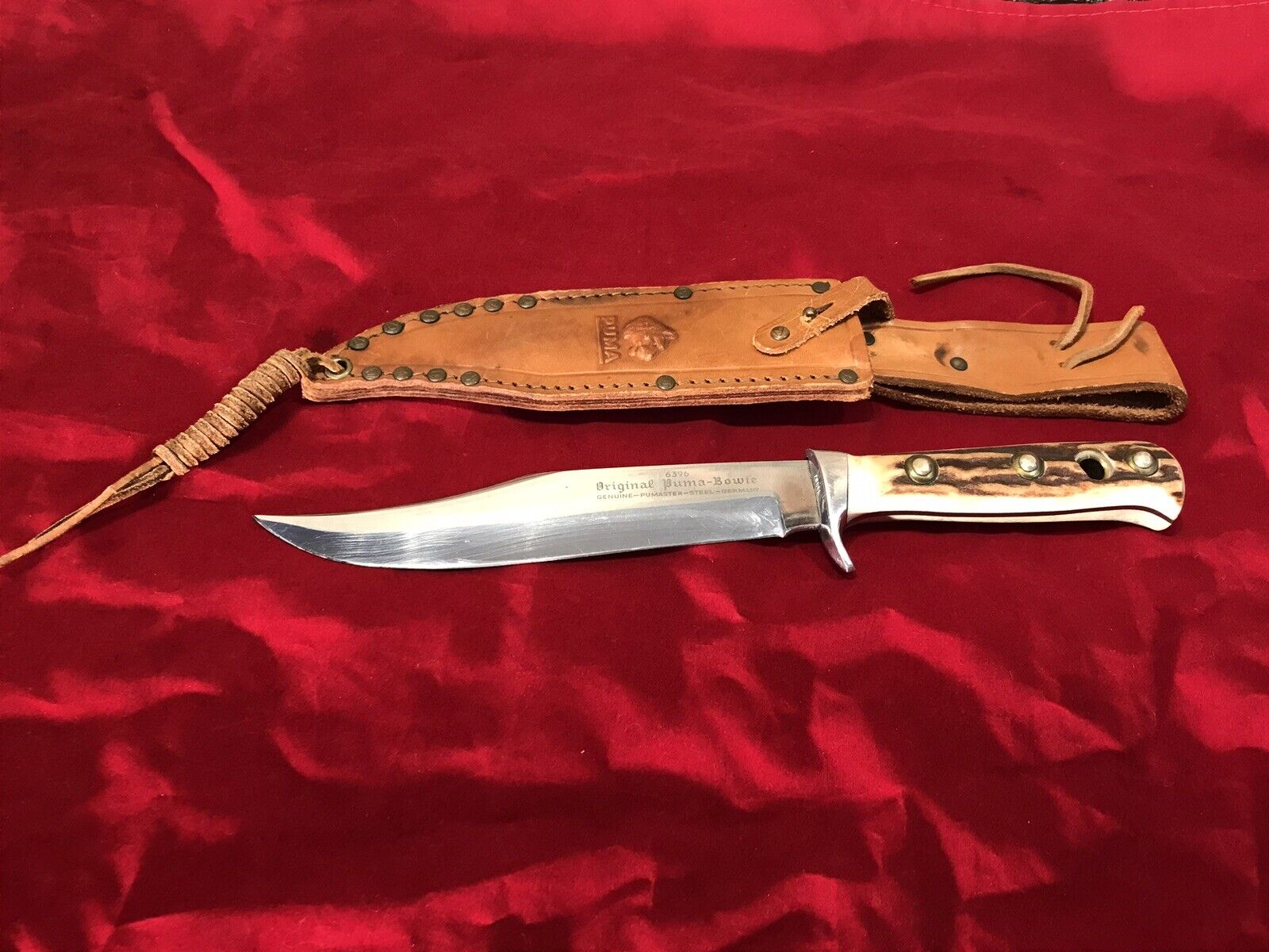 Vintage Puma Bowie 6396 Fixed Blade Knife w/ Sheath Germany Pumaster Steel