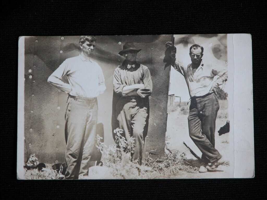 Vtg 1920s Two Men in Western WORKWEAR CO Postcard RPPC