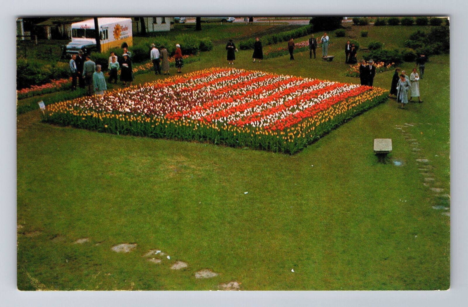 Pella IA-Iowa, American Flag Tulip Bed, Antique Vintage Souvenir Postcard