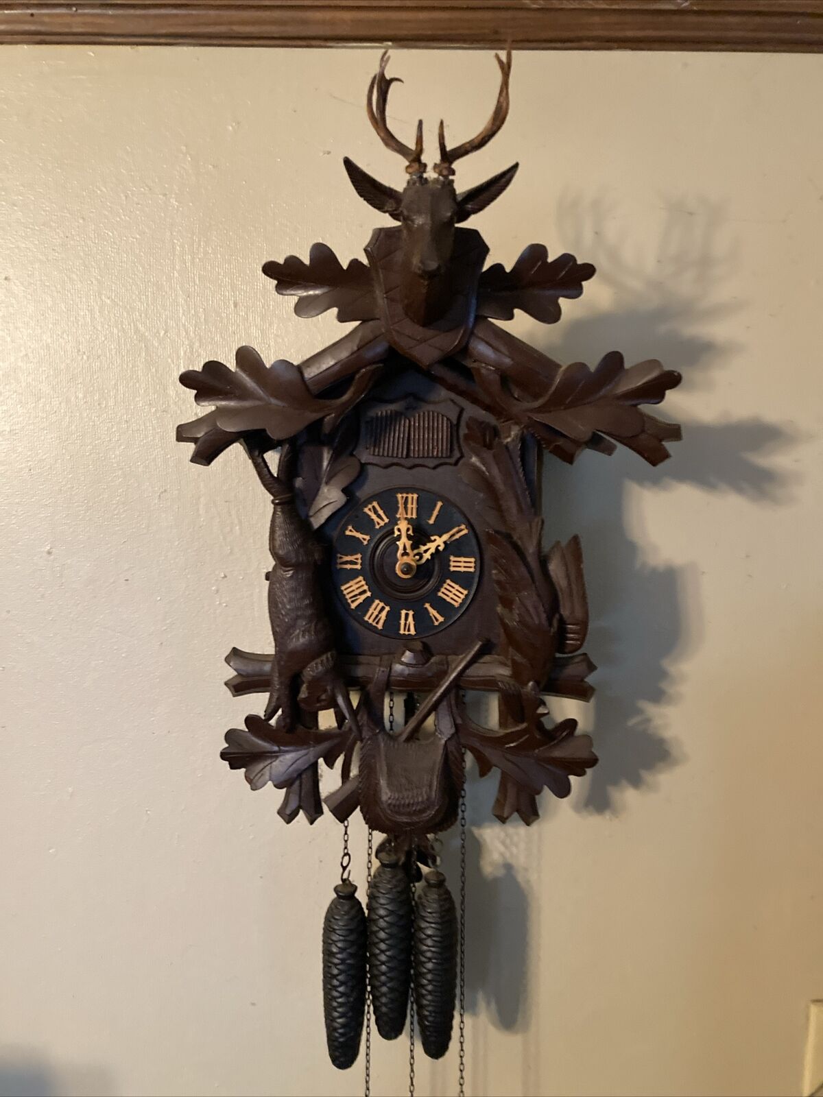 1900’s GERMAN Original Antique Cuckoo Clock “BLACK FOREST”, 2 Cookoo Birds, 21”