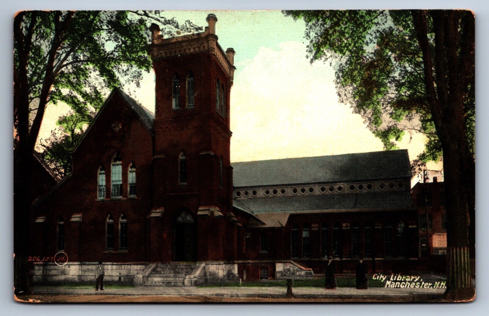 Postcard Manchester New Hampshire City Library Posted 1910 Valentine