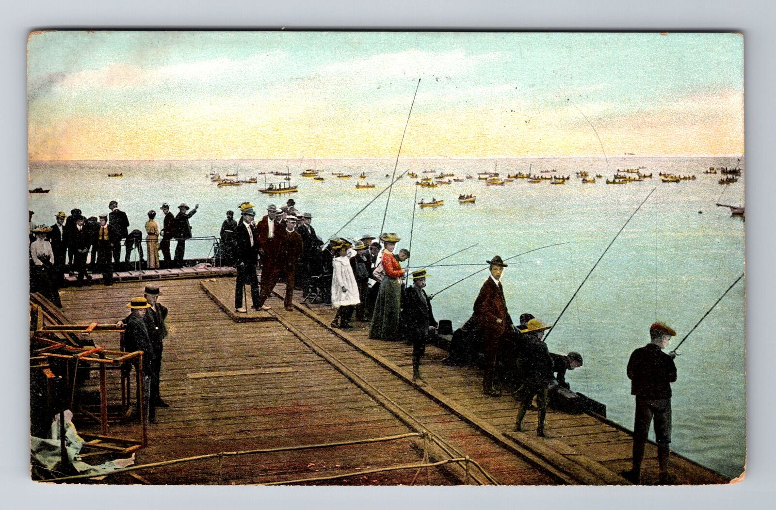 Santa Catalina Island CA- California Fishing Scene Avalon Vintage c1908 Postcard
