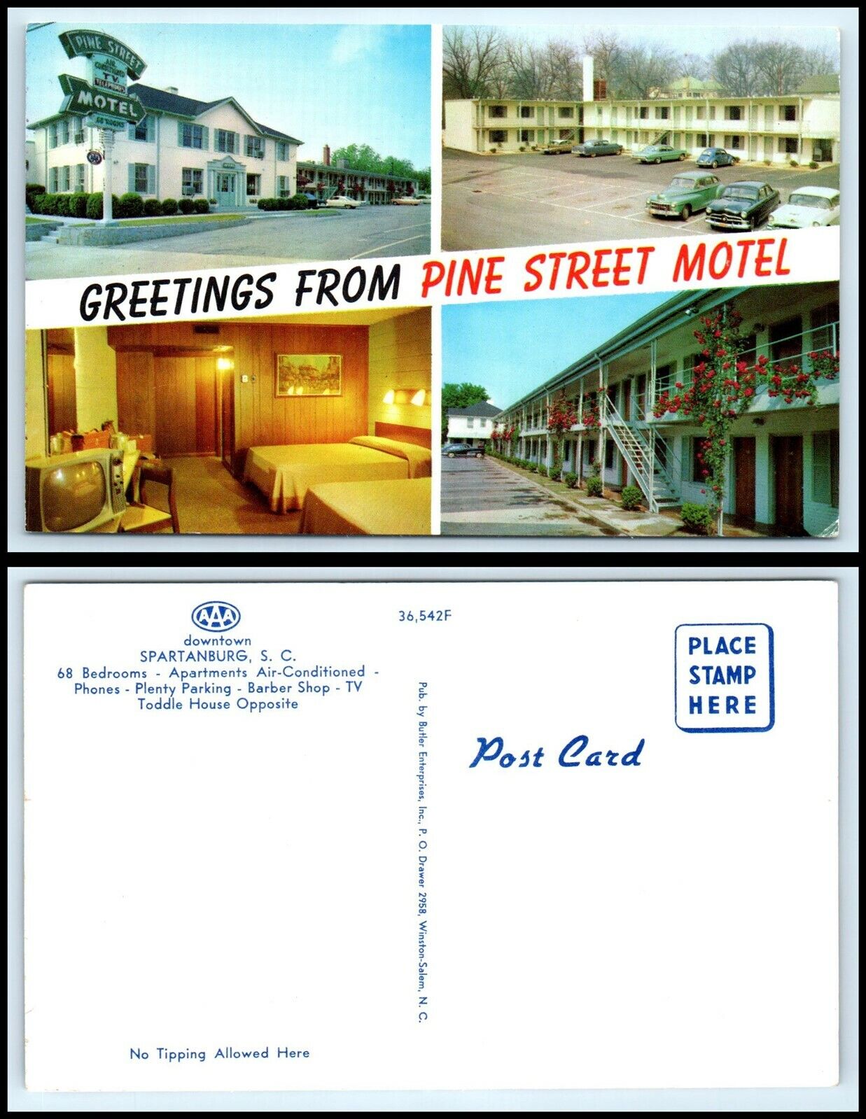 SOUTH CAROLINA Postcard - Spartanburg, Pine Street Motel Q10